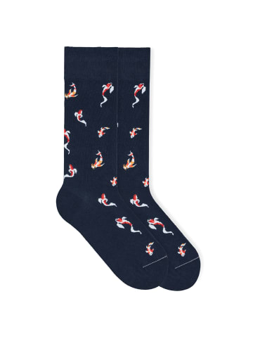 von Jungfeld Gemusterte Socken Signature Icons in Koi - Dark Navy