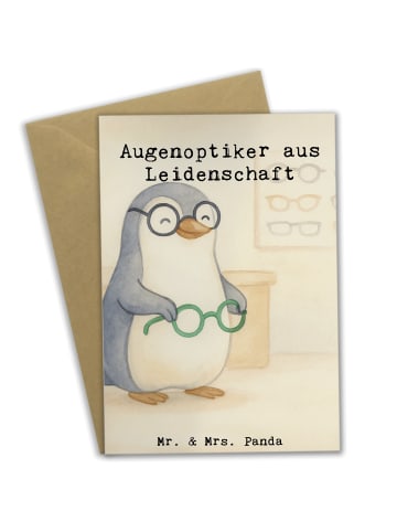 Mr. & Mrs. Panda Glückwunschkarte Augenoptiker Leidenschaft Desi... in Weiß