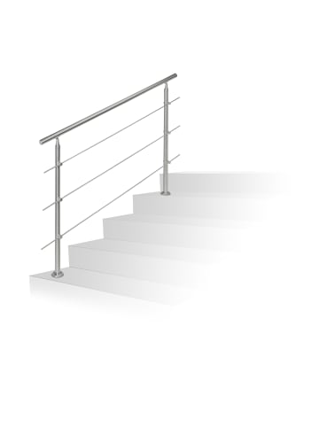 relaxdays Treppengeländer 3 Querstreben in Silber - (L)150 x (H)108 cm