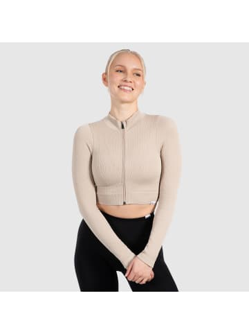 SMILODOX Cropjacke Kompression Zeya - Bitte eine Nummer größer bestellen in Beige