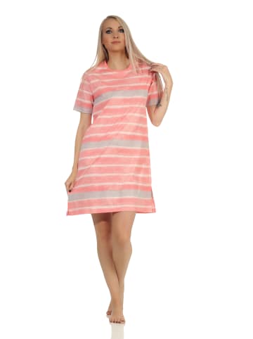 NORMANN kurzarm Nachthemd frohen Streifen Look - 62436 in rosa