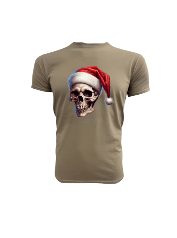 PAULGOS Herren T-Shirt, Totenkopf Weihnachten in Sand