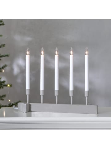 STAR Trading Kerzenleuchter ,Vind, 5-flammig, Materialmix, beige