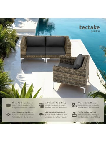 tectake Modulares Rattanset aus Aluminium, Dicke der Sitzpolster 11 cm