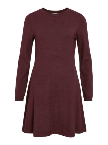 Vila Elegant geschnittenes Kleid mit langen Ärmeln und Rundhalsausschnitt in Weinrot