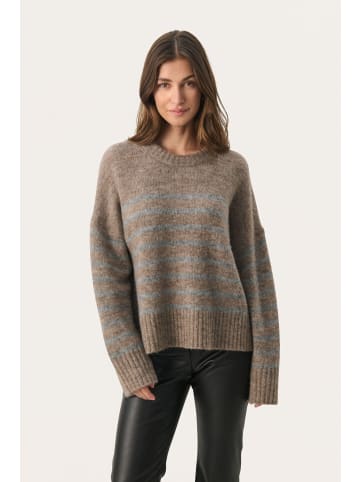 PART TWO Strickpullover LulyaPW Gerade Passform in Medium Grey Stripe