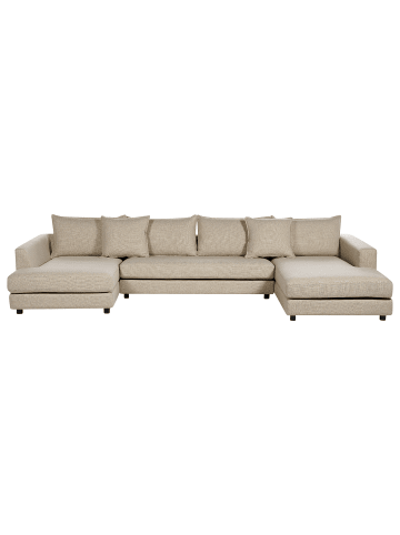 Beliani U-förmiges Sofa LILVIKEN in Beige/Schwarz - (W) 359 x (H) 57 x (L) 194 cm