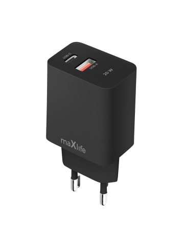 maXlife Maxlife MXTC-13-20AC PD QC Ladegerät 1x USB-C 1x USB 20W schwarz