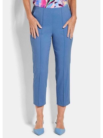 GOLDNER Kurzgröße:  Bengalinhose Elegante 7/8-Hose mit Biesen in blau