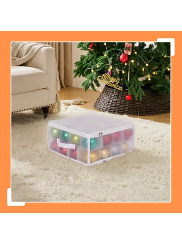 relaxdays Weihnachtskugel-Aufbewahrungsbox in Transparent/ Weiß - (B)36 x (H)18 x (T)36 cm