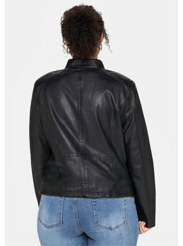 sheego Leder-Jacke in schwarz