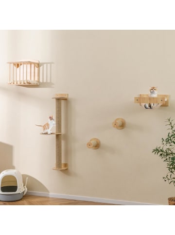 COSTWAY 5 PCS Kletterwand Katzen in Hellbraun