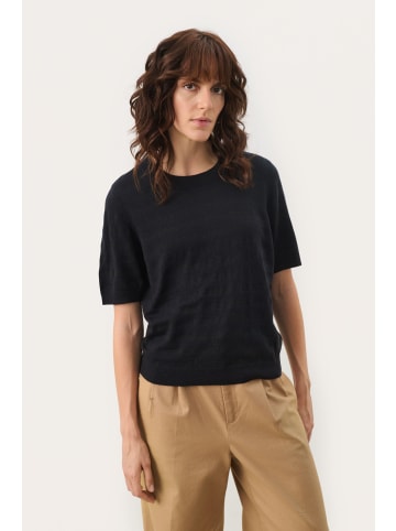 PART TWO Strickpullover EverlottaPW Gerade Passform in Dark Navy/Black Lurex Stripe