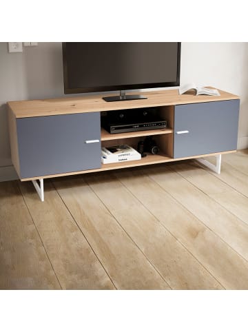 KADIMA DESIGN Lowboard Eiche-Dekor Grau 150x55x40 cm TV-Kommode Modern, Design in Braun-Grau
