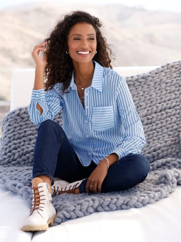 Heine Bluse in himmelblau-ecru-gestreift