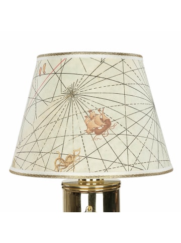 Licht-Erlebnisse Tischlampe (B)22 x (L)22 x (H)30 cm in Messing poliert Creme Holz