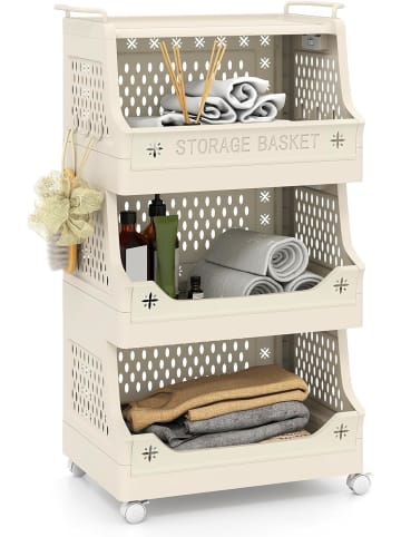 COSTWAY Rollwagen faltbar 44,5 x 30 x 74,5 cm in Beige