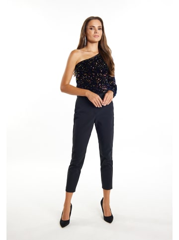 faina Damen One-Shoulder Top in Blau Mehrfarbig
