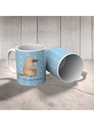 Mr. & Mrs. Panda Kaffeetasse Schnabeltier Mut mit Spruch in Blau Pastell