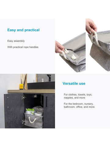 Intirilife Aufbewahrungskorb Box Organizer mit Henkel 41x31.5x21cm in Grau