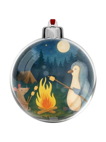 Mr. & Mrs. Panda Transparente Weihnachtskugel Pinguin Lagerfeuer... in Weiß