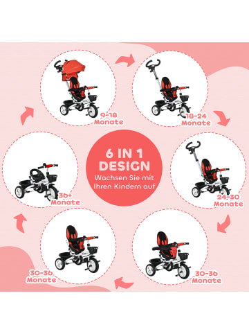 HOMCOM 6-in-1 Dreirad 112L x 50B x 104H cm