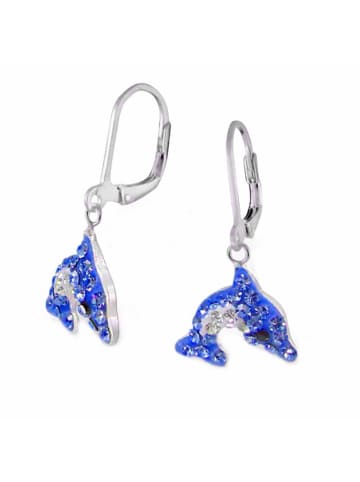 schmuck23 Ohrringe 925 Silber Delfin in Blau