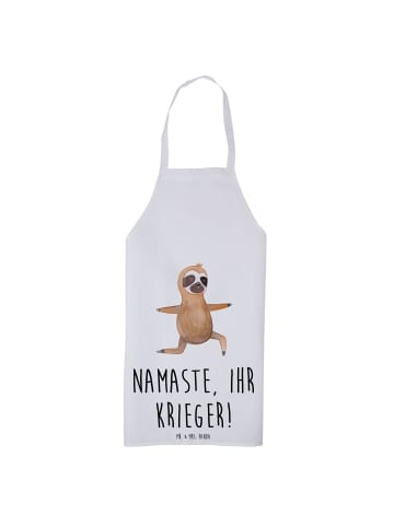 Mr. & Mrs. Panda Schürze Faultier Yoga mit Spruch in Weiß