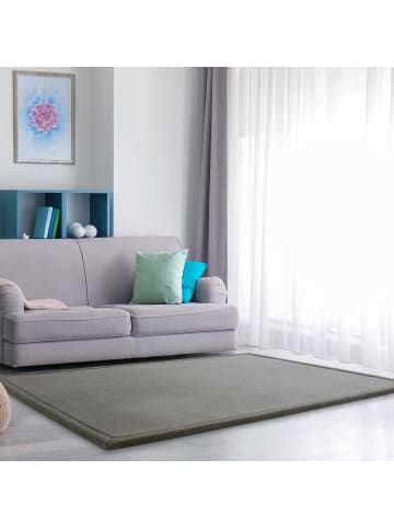 KADIMA DESIGN Hochflor Teppich waschmaschinenwaschbar Unifarben Schlafzimmer in Grau