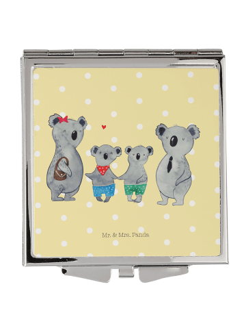 Mr. & Mrs. Panda Handtaschenspiegel quadratisch Koala Familie zw... in Gelb Pastell