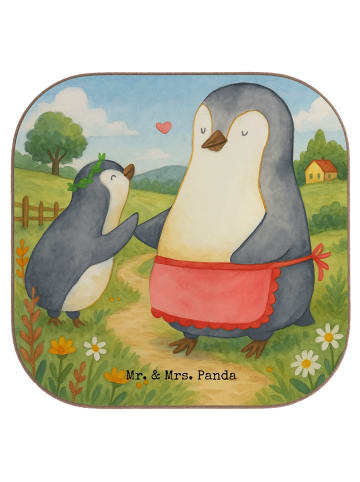 Mr. & Mrs. Panda Untersetzer Pinguin mit Kind Design ohne Spruch in Weiß