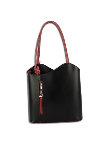 Florence Florence Schultertasche, Rucksack Leder schwarz, rot ca. 28cm