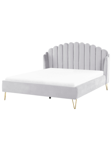 Beliani Doppelbett AMBILLOU in Grau/Gold - (W) 197 x (H) 126 x (L) 214 cm