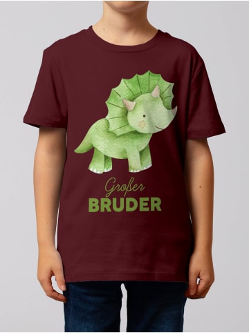 wat? Apparel T-Shirt Dinosaurier 01 Großer Bruder in Weinrot