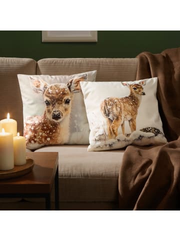 REDBEST Nicky-Velours Kissenhülle in weiß-braun