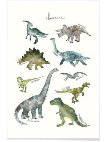 Juniqe Poster "Dinosaurs" in Blau & Cremeweiß