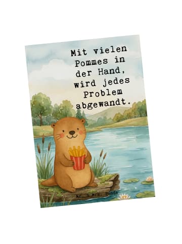 Mr. & Mrs. Panda Postkarte Otter See Pommes Design mit Spruch in Weiß