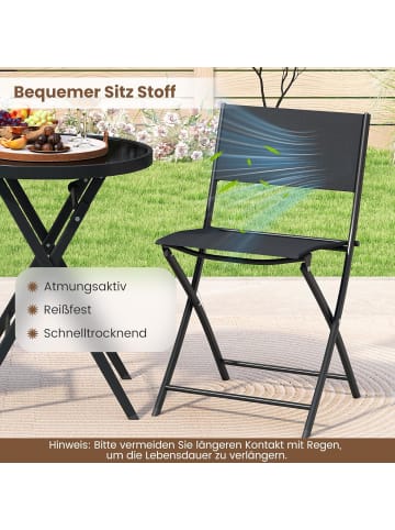 COSTWAY 3 tlg. Bistroset mit 2 Stühle in Schwarz