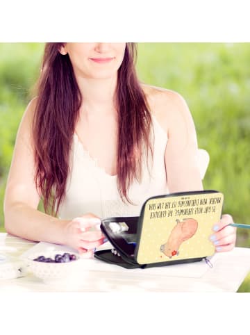 Mr. & Mrs. Panda Federtasche Capybara Blume mit Spruch in Gelb Pastell
