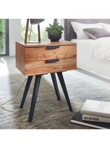 KADIMA DESIGN Nachtkonsole | Akazie, 47x65x35cm, 2 Schubladen