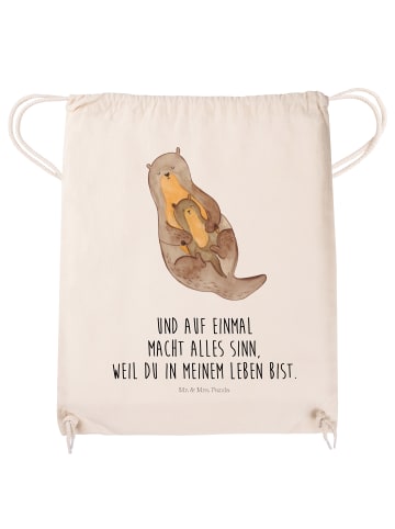 Mr. & Mrs. Panda Baumwollbeutel Otter Kind mit Spruch in Creme