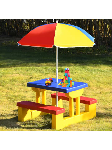 COSTWAY Sitzgarnitur mit Sonnenschirm in Gelb