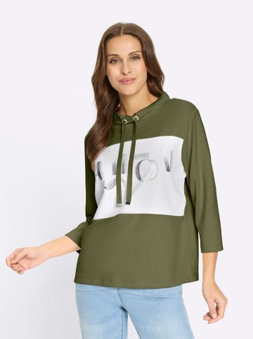 WITT WEIDEN Sweatshirt in oliv-weiß-geringelt