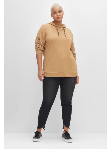 sheego Kapuzensweatshirt in cappuccino meliert