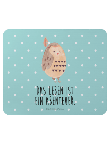Mr. & Mrs. Panda Mousepad Eule Federschmuck mit Spruch in Türkis Pastell