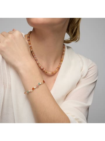 Luxenter Halskette mit 18-karätiger Gelbgold-Finish und mehrfarbigen Natursteinen – Onisu