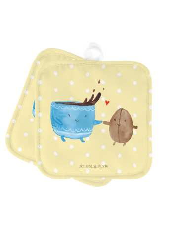 Mr. & Mrs. Panda Topfuntersetzer Kaffee Bohne ohne Spruch in Gelb Pastell