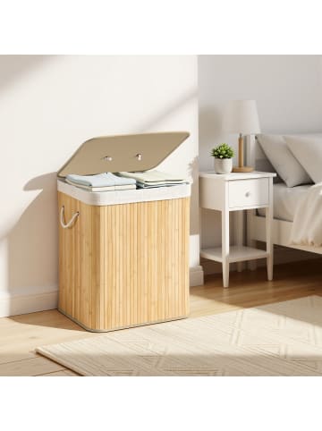 SONGMICS Wäschekorb Ronex in Naturfarben - (B)40 x (H)61 x (T)50 cm