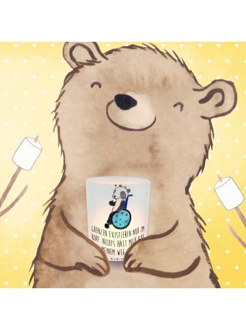 Mr. & Mrs. Panda Deko Windlicht Panda Rollstuhl mit Spruch in Transparent