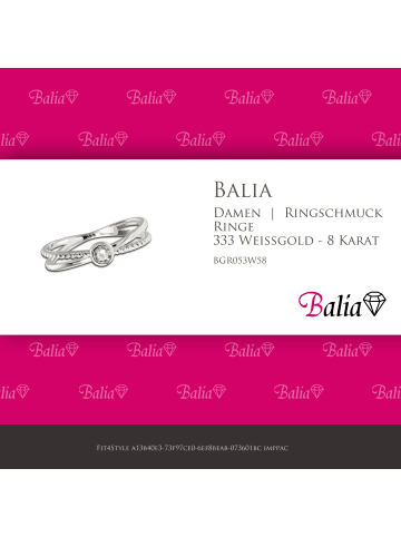 BALIA 333 Weißgold - 8 Karat Damen Ringe Crossed Fingerring 58 (18,5)